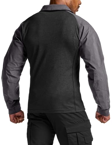 Image of CQR Men's Tactical Combat Shirt, 1 /4 Zip Long Sleeve Breathable Military BDU Training Top for Shooting, Hunting, Range Use