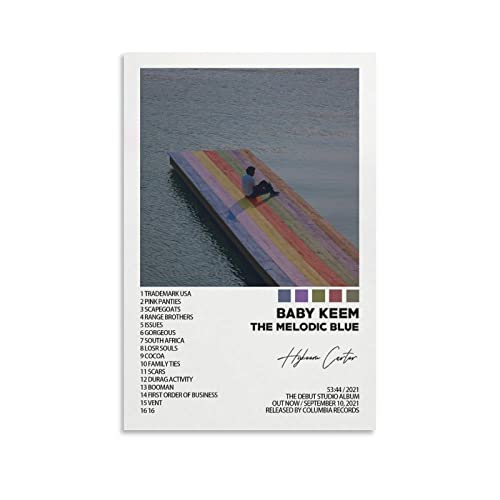 SHUKI Póster de Baby Keem con cubierta de álbum azul melódico para dormitorio, decoración estética de pared, lienzo para pared, regalo de 12 x 18 pulgadas (30 x 45 cm)