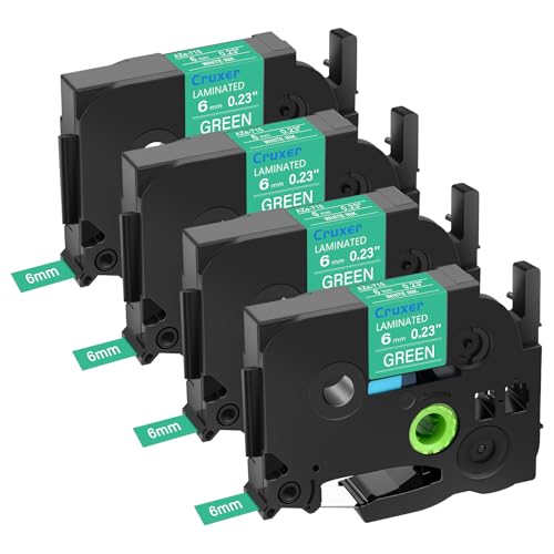 Cruxer �����p 4�p�b�N Brother TZe-715 TZe715 TZ715 TZe 0.25�C���` 6mm �z���C�g�I���O���[�� ���~�l�[�g���x���e�[�v Brother P-Touch PT-D210 PT-D220 PT-H110 PT-