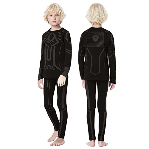 Feixiang Thermal Underwear For Kid, Long Johns Sets Base Layer Long Sleeve Shirts & Pants Boys Winter Ski Cold Weather Gear Grey Medium #TOP5