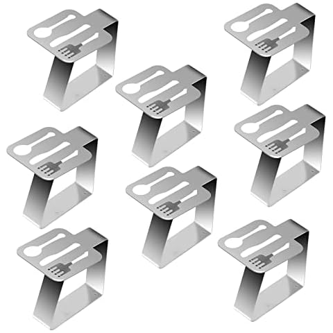 MONCAP 8pcs Adjustable Table Cloth Clips Stainless Steel Tablecloth Holder Silver Table Cover Clamp for Outdoor & Indoor Table Party Picnics Wedding Dinner School Patio Cover
