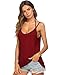 Tobrief Womens Loose V Neck Open Back Spaghetti Strap Top Wine Red M