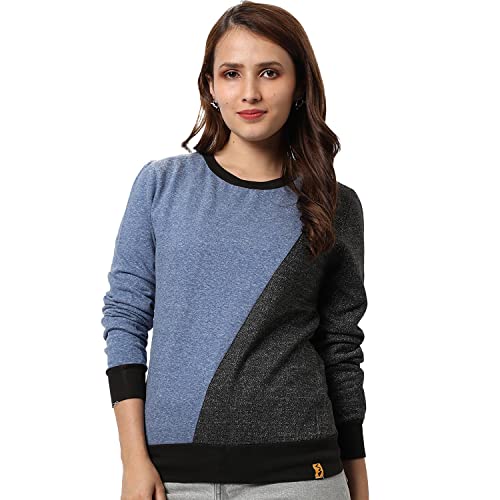 Image of PINACOLADA Women's Double Striped Hoodie with Ribbed Hem for Casual Wear | Hooded Neck | Long Sleeve | Pull On Closure | Cotton Sweatshirt Crafted with Comfort Fit for Everyday Wear