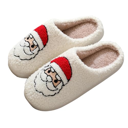 Christmas Slippers for Women Men Cute Reindeer Cozy Fuzzy Funny Santa Moose Gingerbread Slippers for Winter House Warm Bedroom Holiday Preppy Slippers Christmas Gift2