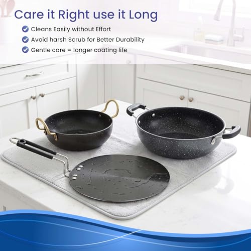 Image of DOZY Iron Cookware Set of 3 Iron Rich Non-Stick 2 Kadhai & 1 Tawa | Induction & Gas Compatible | Chemical Free | Cookware Combo | Better Heat Retention | Pre-Seasoned | Cookware Set for Kitchen