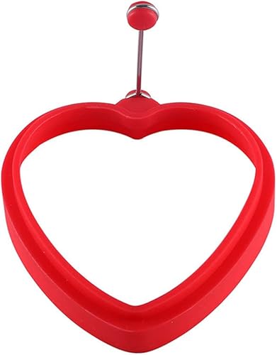 SEIWEI Molde de huevo frito, anillos antiadherentes para cocinar panqueques, herramienta de cocina con forma de corazón, color rojo
