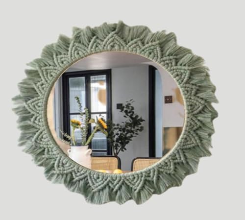 Image of Handmade Macrame Wall Mirror for Home Decor 17 x 17 Inch, 1-Piece (Style 18)