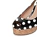 FSJ Women Peep Toe High Heel Wedge Sandals Slip on Cork Pumps Slingback Platform Slide Casual Shoes Size 7 Black Polka Dots