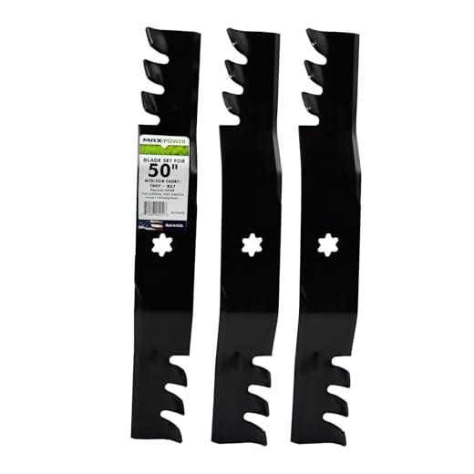 Maxpower 561545XB 3-Blade Commercial Mulching Set for 50" Cut Cub Cadet/MTD Replaces OEM # 742-04053, 742-04053A and Many Others, set of 3, Black