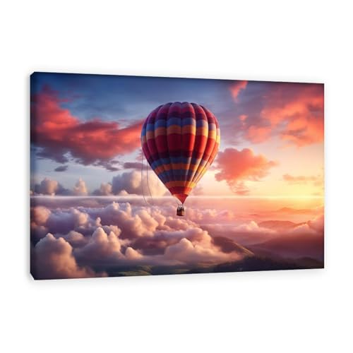 Poster montgolfière nuages colorés poétique | Toile murale salon d'artiste