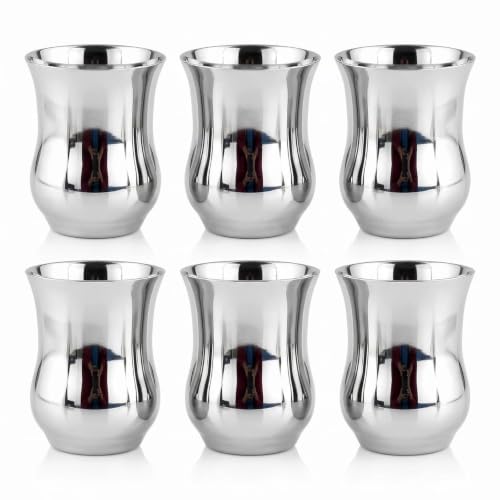 Image of Stainless Steel Glass Set of 6 Mirror Finish Tulip Shaped