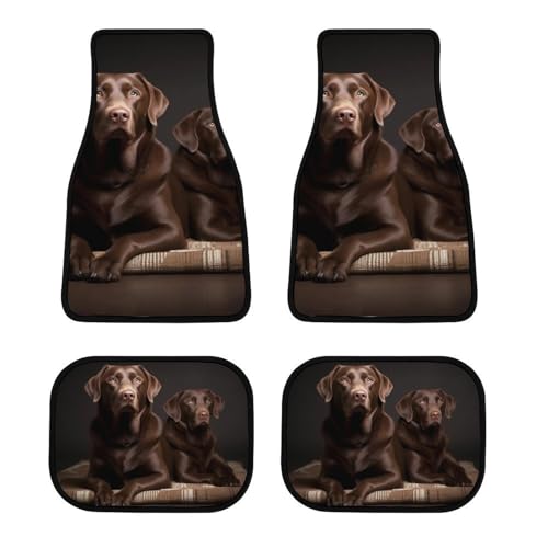 Lot de 4 tapis de sol pour voiture labrador marron antidérapants universels