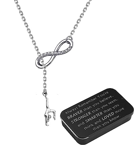BNQL Collar de gimnasia para niñas, regalo de gimnasia, collar con colgante de gimnasia, regalos inspiradores del equipo de gimnasia, joyería con caja de joyería, Acero inoxidable