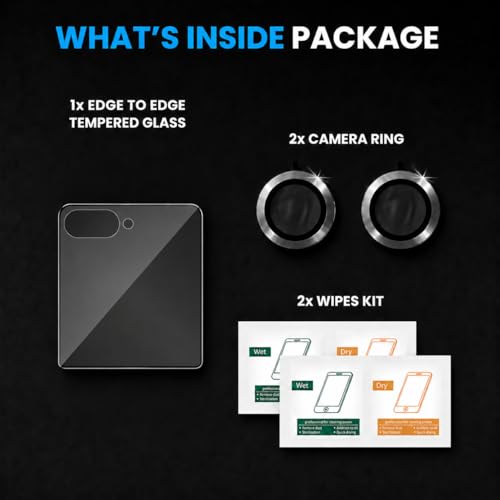 Image of FIRST MART Tempered Glass for Samsung Galaxy Z Flip 7 5G with Silver Camera Ring Guard & Installation Kit | HD Clear Edge-to-Edge Screen Protector, Scratch Resistant, Case-Friendly | Pack of 1