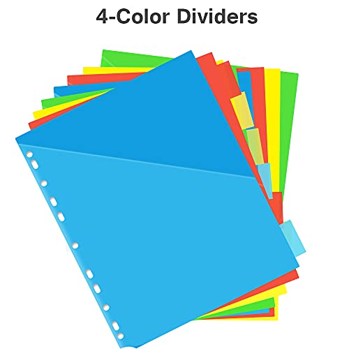 INFUN-8-Tab-Plastic-Binder-Dividers-with-Two-Pockets-3-Sets-Multicolor-Insertable-Tab-Pocket-dividers-for-3-Ring-Binders-24PCS-Tab-Dviders-Assorted-Colors