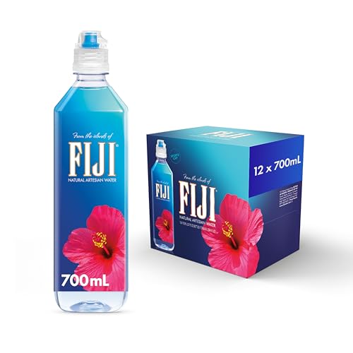 FIJI Natural Artesian Bottled Water 700mL / 23.7 Fl Ounce (Pack of 12) - Sports Cap - 100% Natural Electrolytes