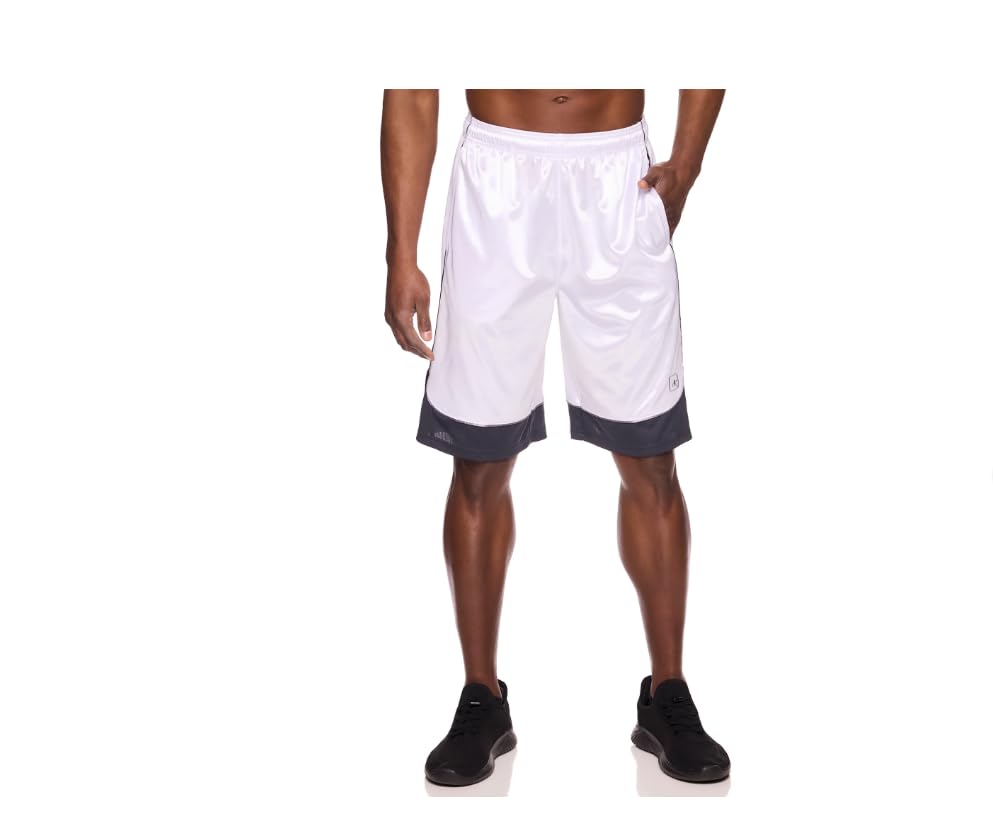 AND1 Men and Big Men's All Court Colorblock 11" Shorts (US, Alpha, Medium, Regular, Regular, Stark White)