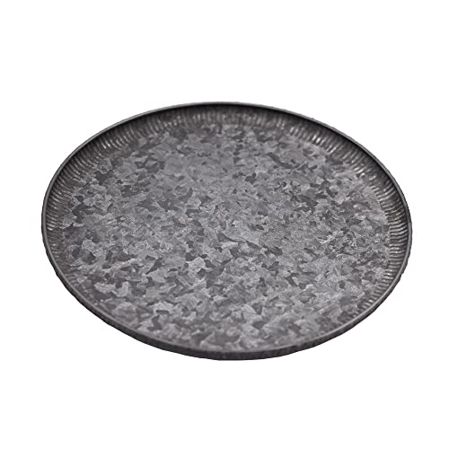 Funerom Round Galvanized Metal Tray Decorative...