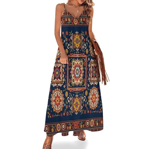 Robe été lâche col en v longue contre la chaleur en vacances