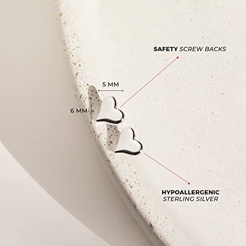 925 Sterling Silver 5mm Classic Heart Toddler Screw Back Earrings for Babies & Kids - Hypoallergenic Young Girl's Heart Earrings4