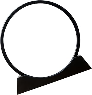 Moving Sand Art Picture Stand Set, Black Plastic Circular 7-inch Frame Support with Leather Ring, DIY Sand Painting Craft Accessory for Home Office Décor