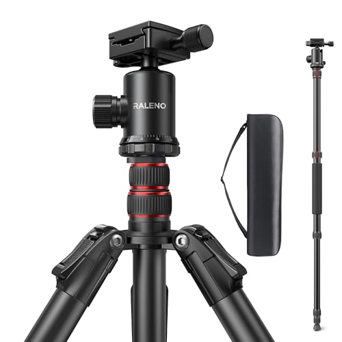 RALENO 198 cm Kamerastativ, Stativ mit 360° Panorama Kugelkopf, Professionelles Camera Tripod mit 10kg Tragkraft, für Reise und Arbeit, WiFi 40M wasserdicht