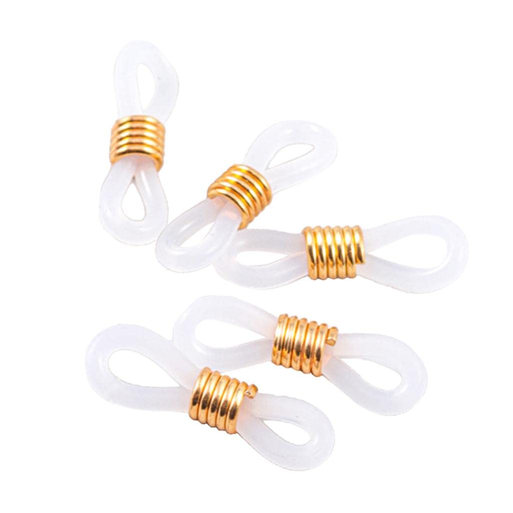 Fancyes 50Pcs Eyeglass String Ends, Sunglasses Chain Strap Ends Connector, White Golden