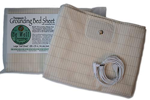 Be Well Grounding Therapy Half Sheet with Connection Cord, Sleep Aid Device for Better Sleep, Healthy Energy, Recovery from Daily EMF Exposure, Joint Pain, Muscle Fatigue, Natural Healing