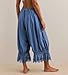 Women Lace Trim Pettipants Ruffle Pumpkin Pants Bloomers Vintage Long Pantaloons Wide Leg Lounge Capris Slip Pants(Blue,Small)