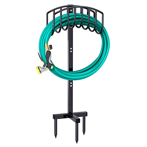 Garden Hose Holder - CreiYuan Water Hose Stand Freestanding Metal Hose Hanger, Detachable Heavy Duty Hose Storage Stand for Outdoor