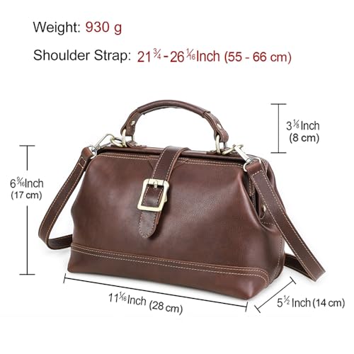 Image of CONTACTS Full Grain Leather Doctor Purse Bag for Women Top Handle Bag Vintage Handbag Shoulder Bag