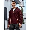 Jamron Mens Plus Size Quarter-Zip Hoodie Pullover Sweatshirts Casual Sports Jacket with Multi Pockets SN0708243 Burgundy 5XL #2
