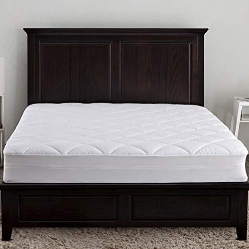 Puredown Premium Natural White Goose Down Feather Overfilled Bed Topper 100% Cotton Fabric Mattress Pad, Full, Alternative #TOP6