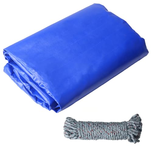 COEWUR Plane 2x3m Blau Gewebeplane mit Ösen 420 g/m² PVC Abdeckplane Wasserdicht Reißfest Gartenplane UV Schutz mit 10m Winddichtes Seil Schutzplane für LKW Holz Schwimmbad Markise Baustelle