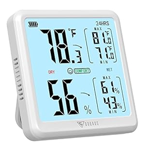 DOQAUS Digital Hygrometer Indoor Thermometer for Home, Room Thermometer with 3s Fast Refresh & Max Min Records, Temperature Humidity Monitor Meter with Touch LCD Backlight, USB Rechargeable