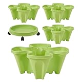 Stapelbarer Pflanztopf mit 4 Töpfen, Garten-Pflanzgefäß-Set mit abnehmbarem Tablett und Rädern, vertikales Display für Sukkulenten, Outdoor/Innenbereich, Pflanzzubehör, Blumentöpfe