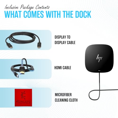 HP Docking Station for Laptop Dual Monitor and Charging - with 120W, HDMI Cable, DisplayPort Cable - Dock G5 Station (26D32AA Renewed) - Thumbnail 2