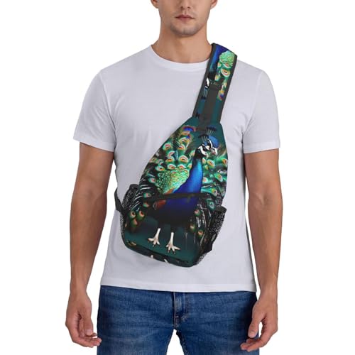 Mochila cruzada con estampado de pavo real para deporte miniatura 7