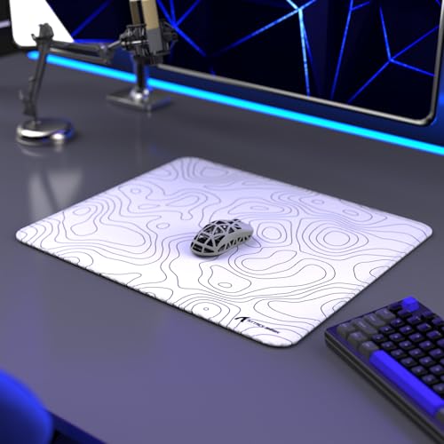 ATTACK SHARK CM02 eSports Gaming Mouse Pad, Wodoodporna Powłoka Duża Podkładka Pod Mysz, Tekstura Drobnego Piasku, Antypoślizgowa Podstawa, 450x400x4MM - Biały Kontur