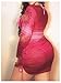 MakeMeChic Women's Plus Size Cover Up Dress Sheer Long Sleeve Drawstring Beach Mini Dresses Hot Pink Large Plus