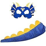 Kids-Dinosaur-Tail-Mask for Boys Girls Dragon Dress-up Costume Party Favors Green (Metallice Blue)...