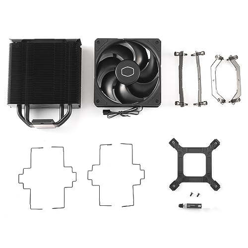 Cooler Master Hyper 212 Black Refroidisseur CPU Ventirad - Finition Aluminium, 4 Caloducs Compacts à Contact Direct Continu, Ventilateur SickleFlow 120 Edge, Brackets LGA1700 & AM5 - Noir