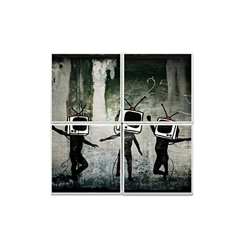 Carreaux céramique Banksy TV Heads pour salon moderne, fresque murale 30x30