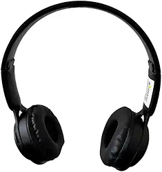 Fone De Ouvido Sem Fio Bluetooth Wireless Haste Articulada Ajustável Com Arco Headphone E Som Estéreo Com Entradas P2 Para Cartão de Memória E USB Recarga (Preto)