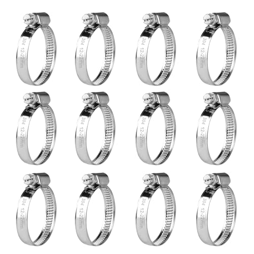 12 Pcs Abrazaderas Metalicas para Tubos, Abrazaderas de Tubo(12-22 mm)