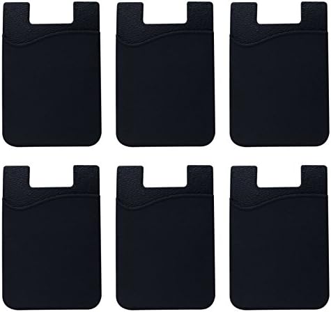 Ezkeep Cell Phone Stick On Wallet Card Holder for ID and Credit Card, 3M Adhesive 6 Pcs (6 Black)