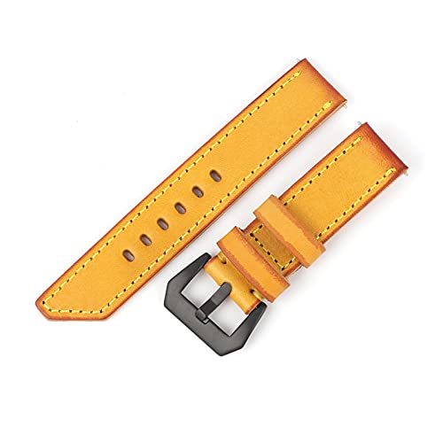 Bracelet de montre en cuir jaune fait main style Panerai 20-26mm