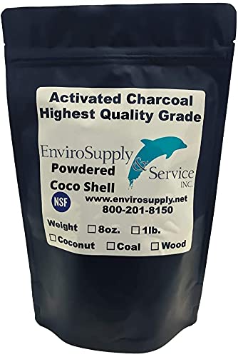 EnviroSupply Coconut Shell Powder Activated Carbon - Resealable 8 Ounce Bag (225 Grams), Ultra Fine Premium Charcoal (for Teeth Whitening, Beauty Supplies, Cleansing, Skin Care, Detox)