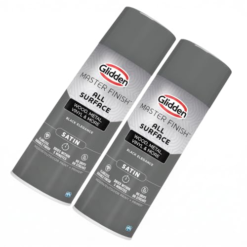 Glidden Master Finish 12 oz. Satin Black Elegance Interior/Exterior All Surface Spray Paint and Primer (Pack of 2)