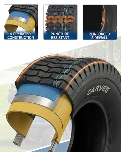 2 Pack 15x6.00-6 Lawn Mower Tires,15x6-6 NHS Off-Highway Tires, 15x6x6 Turf Tires Replacement for Riding Mower Garden Tractor Golf Cart Utility Vehicle,4PR Tubeless - Thumbnail 4